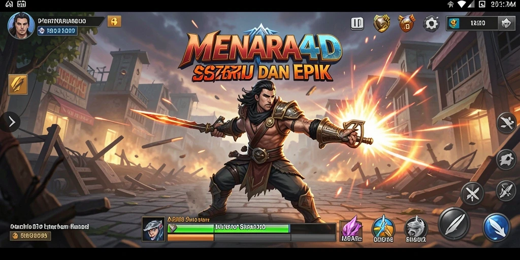 Screenshot MENARA4D menampilkan aksi pertarungan yang seru.