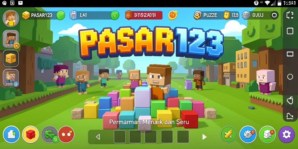 Tampilan antarmuka PASAR123 saat menyelesaikan puzzle yang menantang.