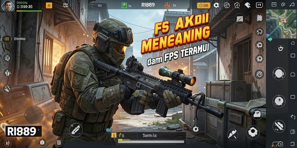 Screenshot utama RI889 menampilkan aksi intens dan gameplay FPS yang seru.